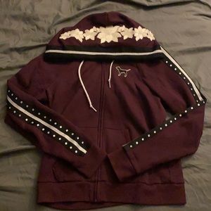 Victoria secret pink burgundy blinged out hoodie